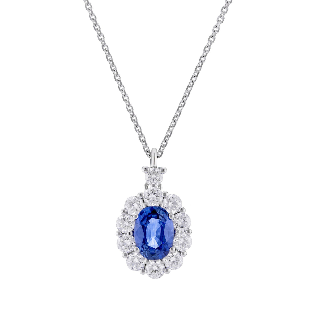 Pendentif Golay Sapphire Ovale 6X5 et diamants et diamants