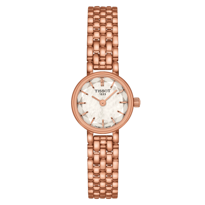 Tissssot watch Lovely Round 19.5mm mother of pearl quartz steel finish PVD rose gold T140.009.33.1110.00
