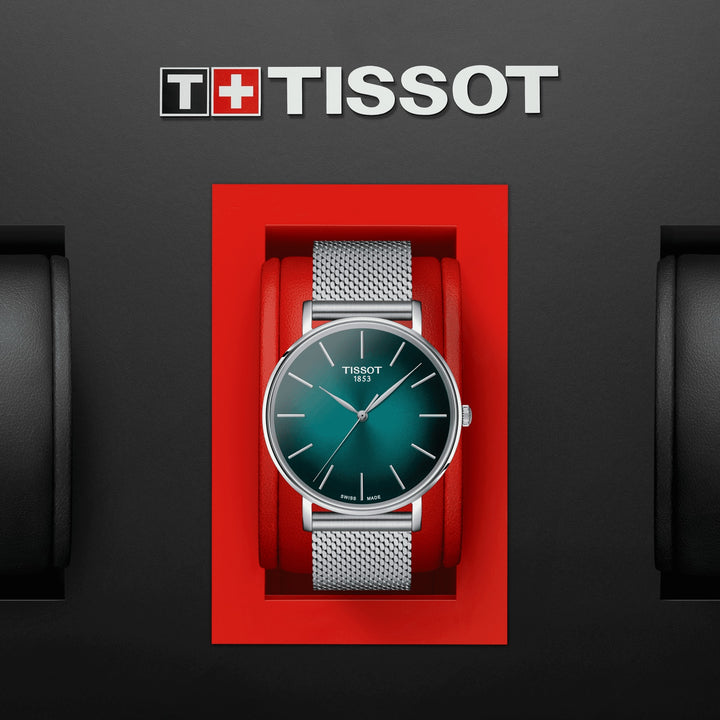 Tissot Eveytime 40mm Watch Green Quartz Steel T143.410.11.091.00 uur