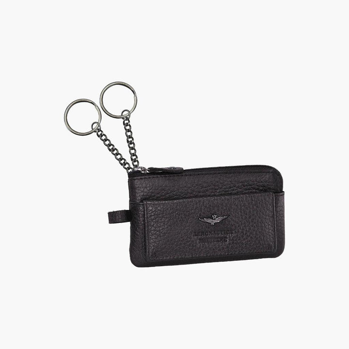 Aeronautica Militare Key ring with zip in Soft leather AM189-MO - Capodagli 1937
