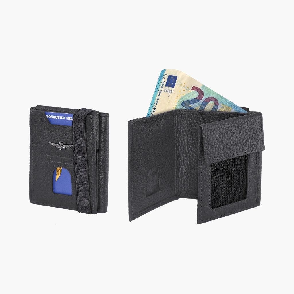 Aeronautica Militare Portefeuille de poche avec porte-carte de crédit Cuir souple AM185-NE - Capodagli 1937