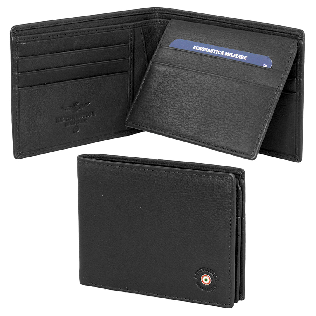 Portefeuille Aeronautica Military Plate Cartes de crédit en cuir avec cloison AM133-NE