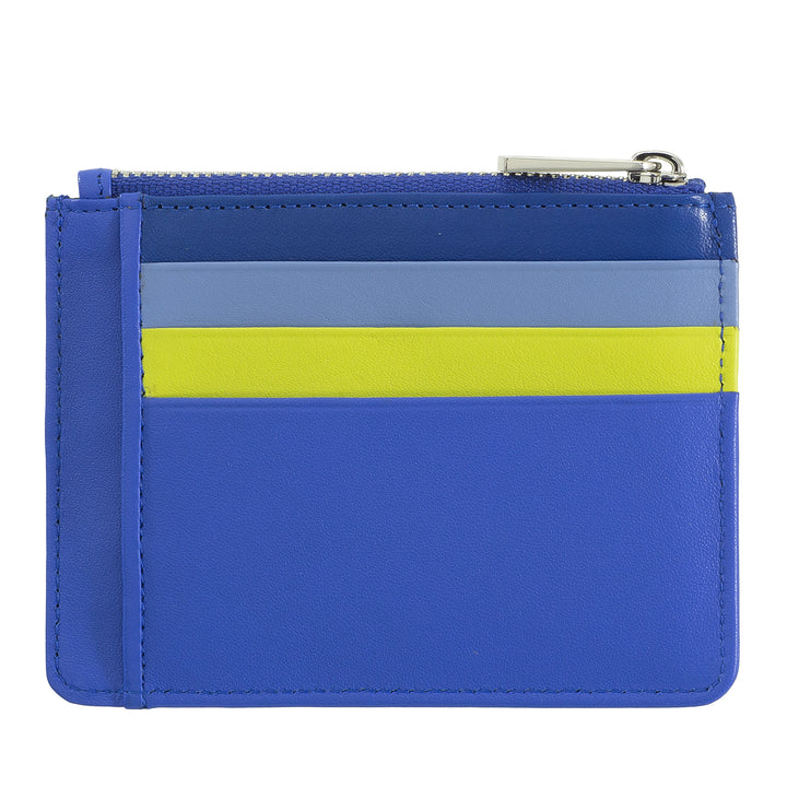 DuDu Kreditkarten Tasche in wirklich farbenfrohen Lederbrieftasche mit Reißverschluss