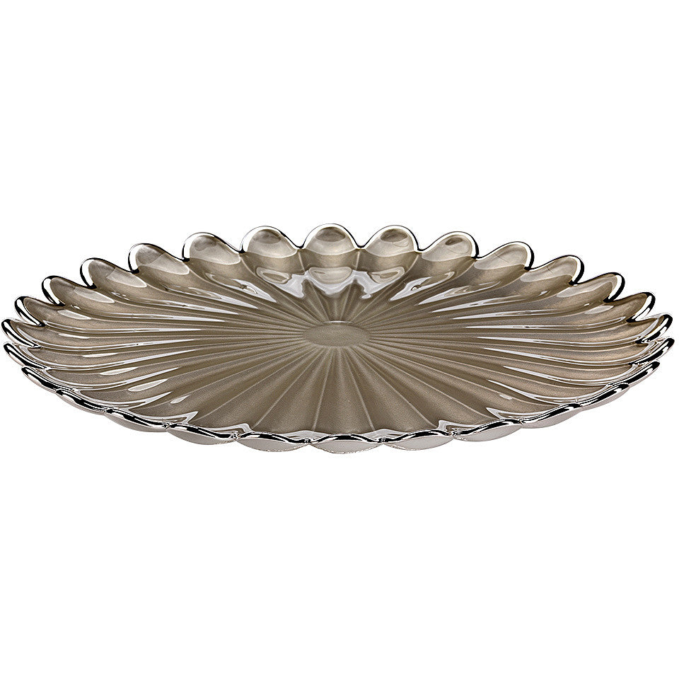 Ottaviani Silver Glass Dish Margherita Sand 33cm 800368c