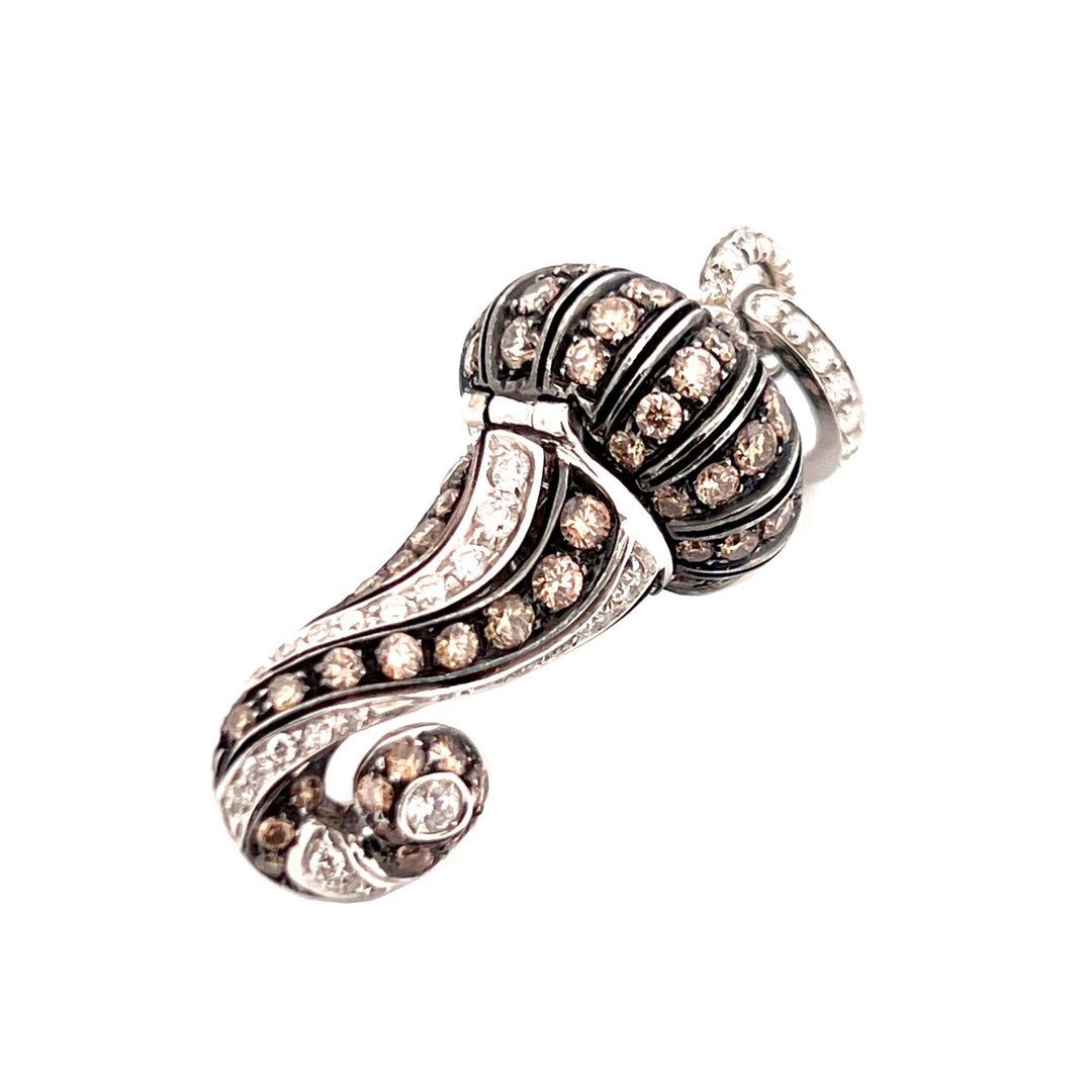 Chantecler Hoorn-bedelhanger in 18kt witgoud, witte en bruine diamanten CH 21122 - Capodagli 1937