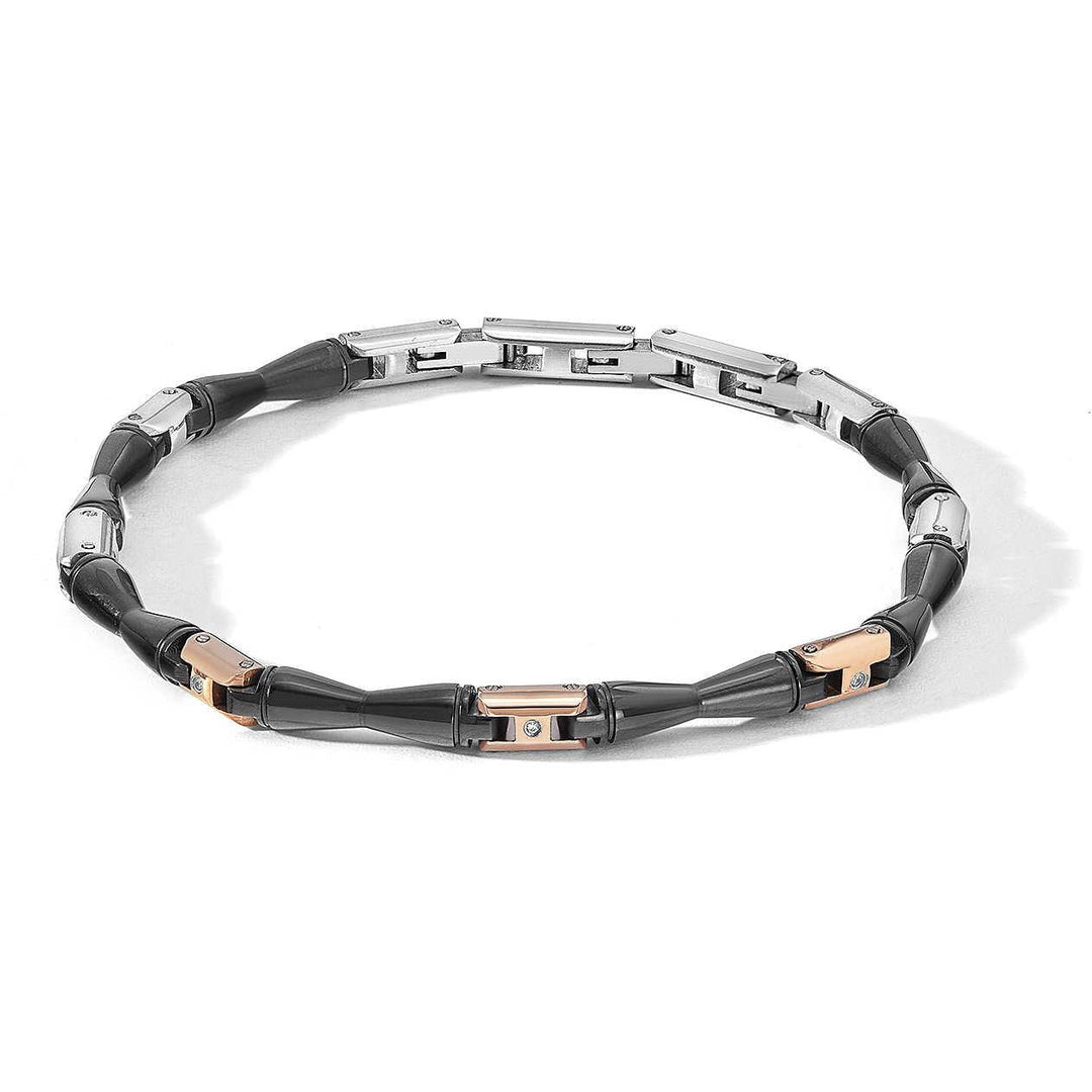 Comete bracciale Bamboo acciaio finiture PVD nero oro rosa diamanti UBR 1116 - Capodagli 1937