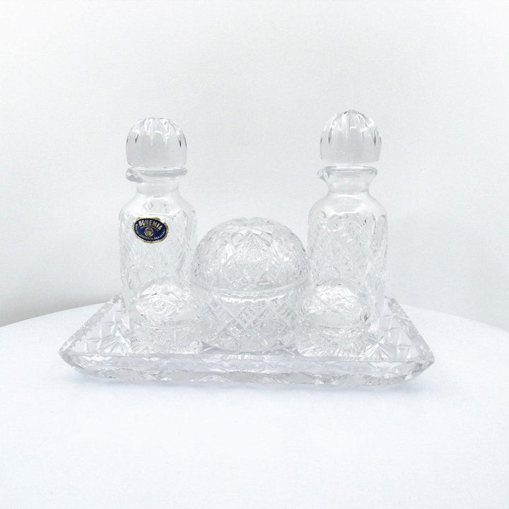 Crystal BOHEMIA ménage olio aceto cristallo molato a mano  A-0968 - Gioielleria Capodagli