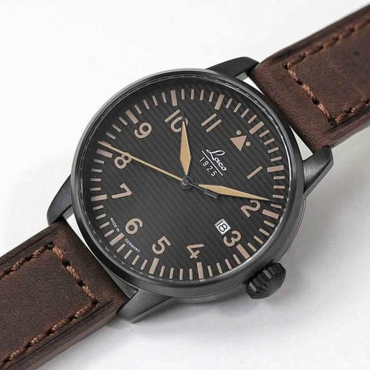 Laco 1925 orologio Pilot Watches special model ST. Gallen 42mm nero quarzo acciaio finitura IP nero 861973 - Gioielleria Capodagli