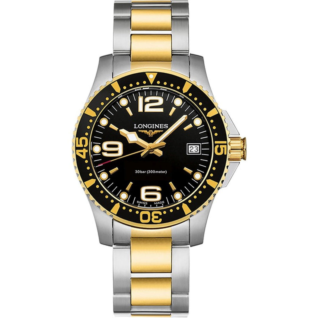 Longines orologio Hydroconquest nero quarzo acciaio finiture PVD oro giallo L3.340.3.56.7 - Gioielleria Capodagli