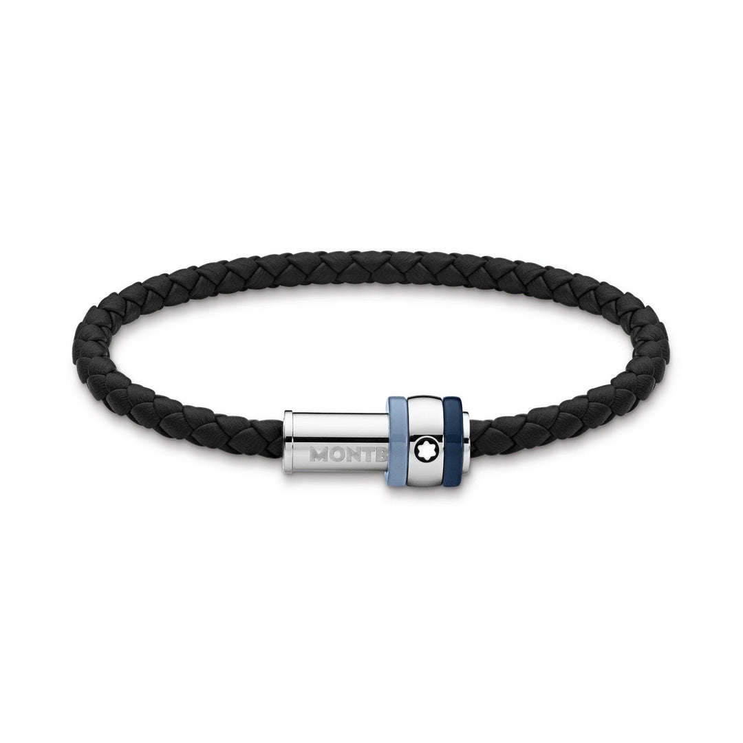 Montblanc bracciale Montblanc 1858 Ice Sea blu pelle intrecciata nera misura L 12951868 - Capodagli 1937