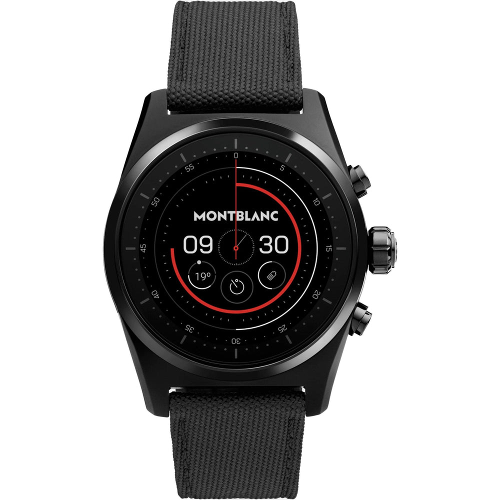 Montblanc Summit Lite 43 mm smartwatch-horloge in zwart aluminium en stoffen band 128409 - Capodagli 1937