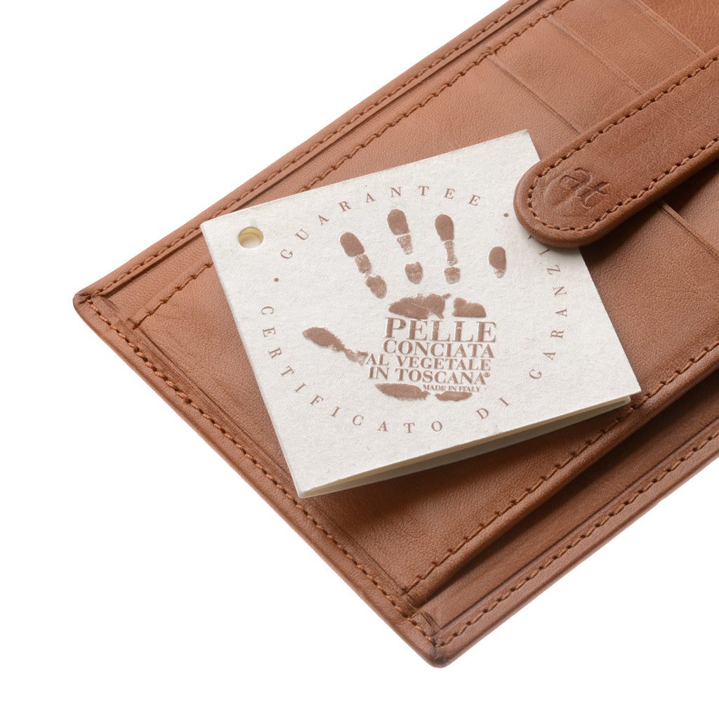 Antica Toscana creditcardmenu in echt Italiaans lederen slanke slanke tegel met clipknop