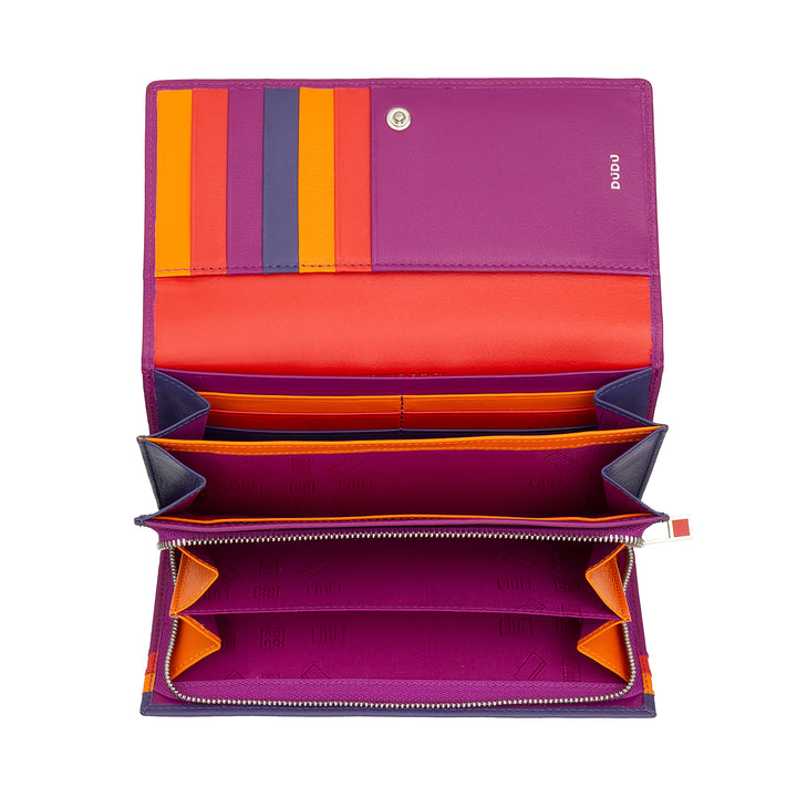 Dudu Women's Wallet Rfid Long Colored Design With Zip Card Zip Doors and button closure