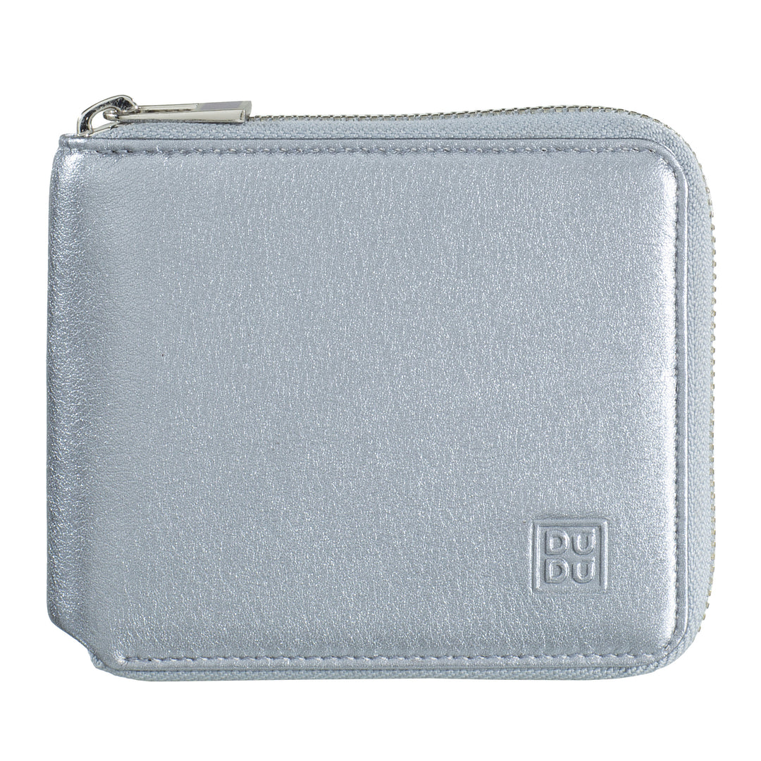 DuDu Women's True Leder -Brieftasche mit RFID -Schutzkreditkarte kleine Zip -Airound -Karten mit Scharnern mit Portamonete