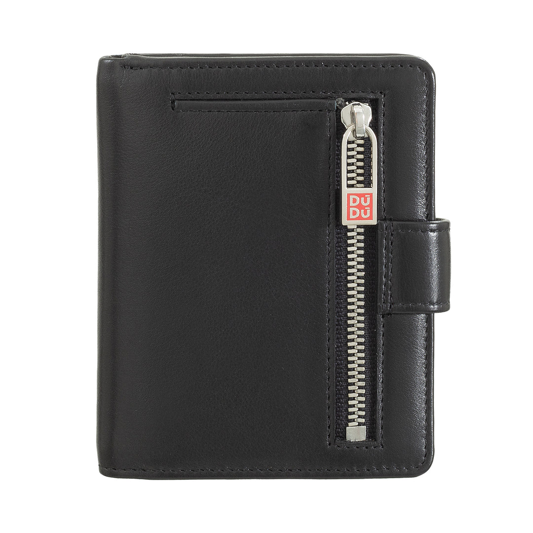 DuDu Portefeuille pour femme en cuir véritable Petit porte-cartes en cuir RFID avec fermeture zippée Porte-monnaie Billets, fermeture extérieure