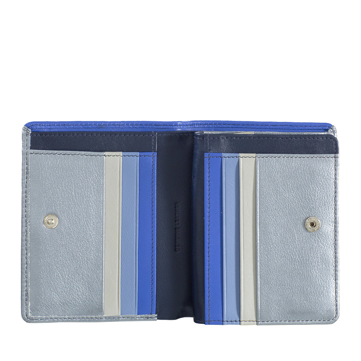 DUDU Women's Small Leather Wallet Bifold Anti-RFID with Zip Coin Wallet and 7 Card Slots