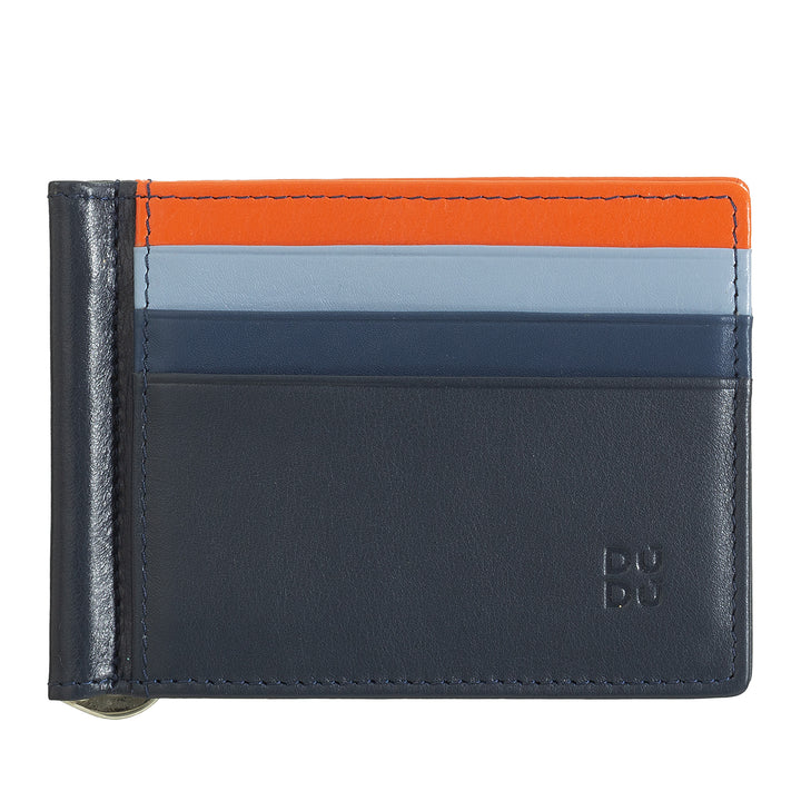 DuDu Portefeuille Hommes avec boucle d'argent en cuir Porte-cartes de crédit Clip Billets Slim Porte-cartes