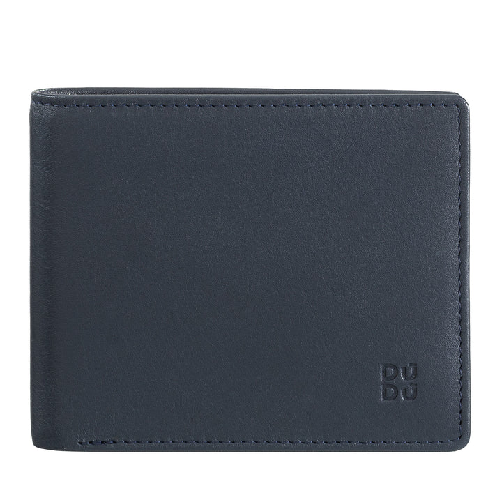 DUDU Men's Slim leather wallet with RFID Protection Credit Cards With Colored Wallet Doors