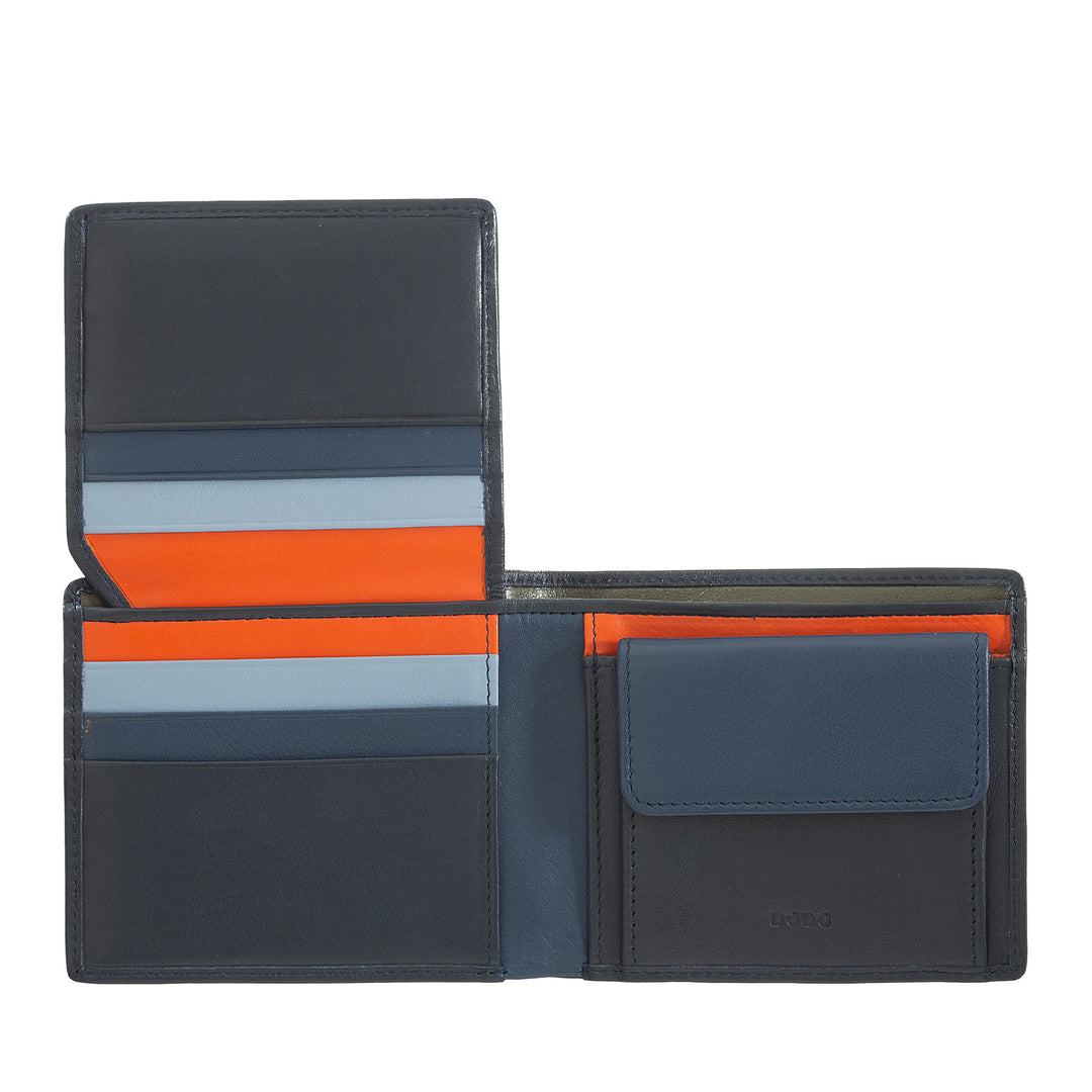 DUDU Small Men's RFID Leather Wallet with Coin Wallet