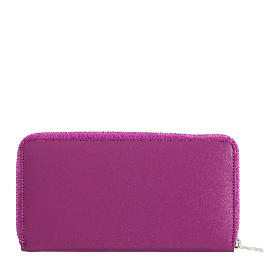 DuDu Großartige RFID -Frauenbrieftasche von Vera -farbigem Leder Reißverlauf herum