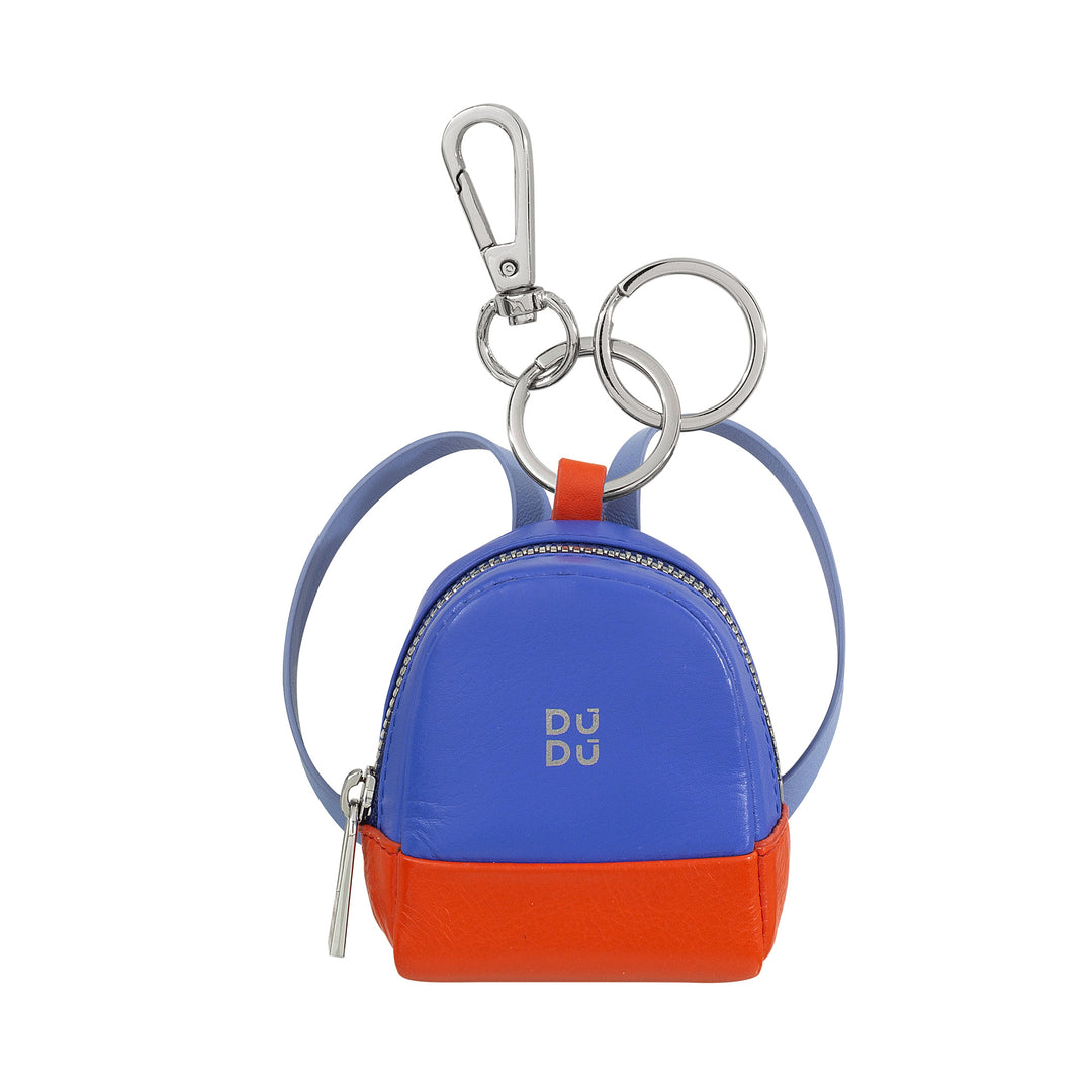 DuDu Kleiner Borsello -Halter mit Keychain -Frau in Leder, Mini -Rucksack -Design, Zip -Reißverschluss, Doppelring und Musktone