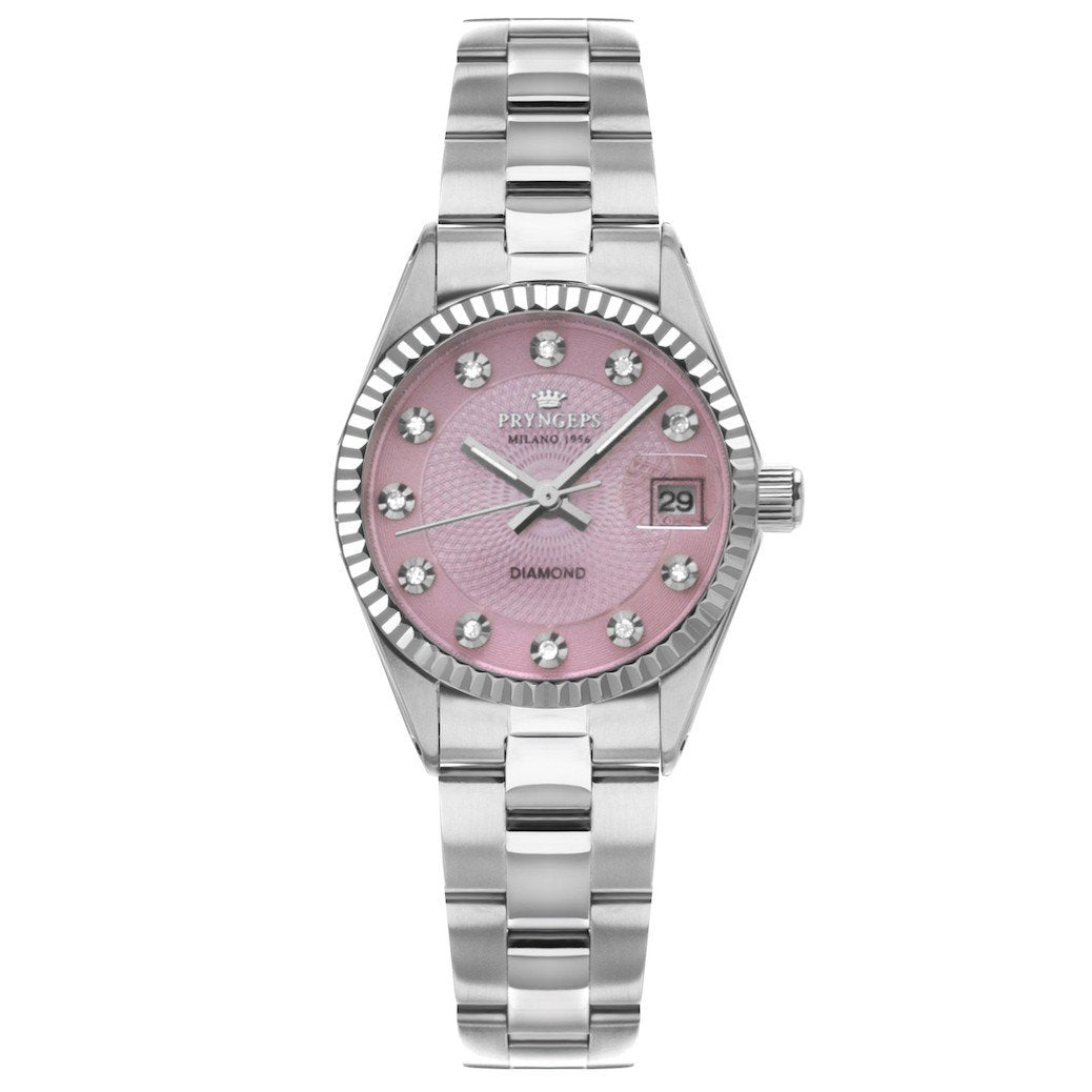 Pryngeps orologio donna 27mm acciaio quarzo quadrante con diamanti A613/AQB ROSA - Gioielleria Capodagli