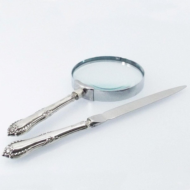 Sheffield antique letter opener lens desk set A-0672 - Gioielleria Capodagli