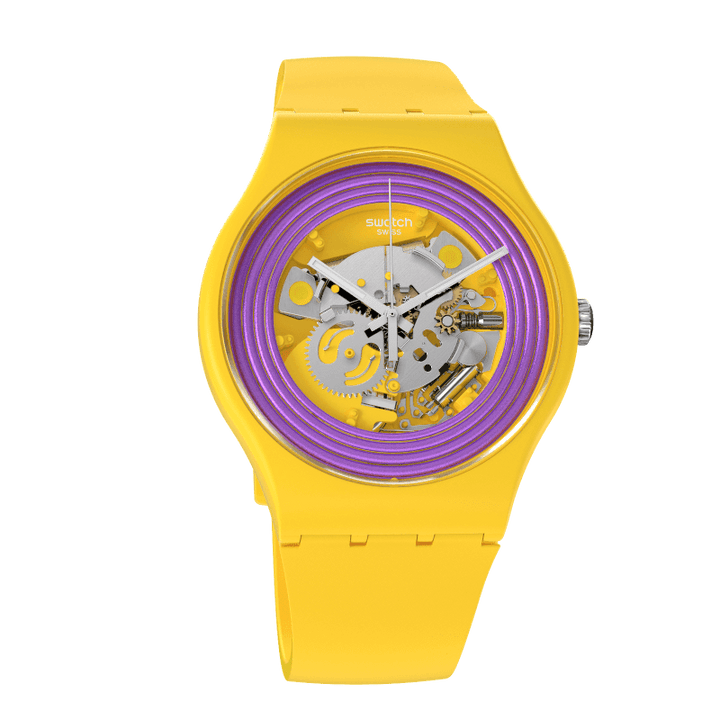 Swatch orologio PURPLE RINGS YELLOW Originals New Gent Biosourced 41mm SO29J100 - Capodagli 1937