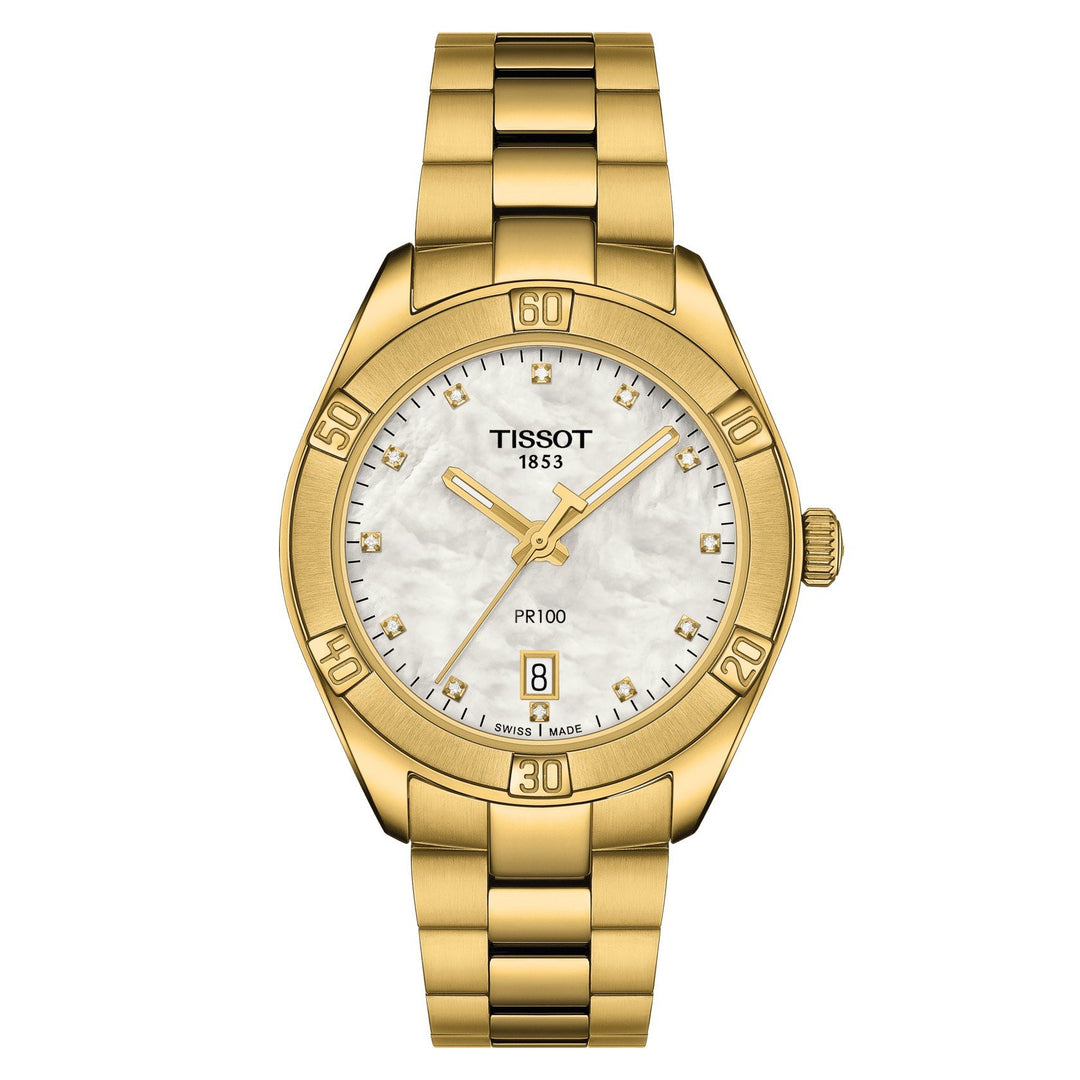 Tissot orologio donna PR 100 Sport chic madreperla acciaio PVD giallo quarzo T101.910.33.116.01 - Gioielleria Capodagli