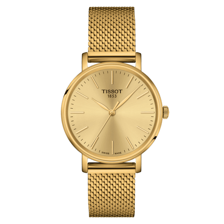 Tissot orologio Everytime Small 30mm champagne quarzo acciaio finitura PVD oro giallo T143.210.33.021.00 - Capodagli 1937