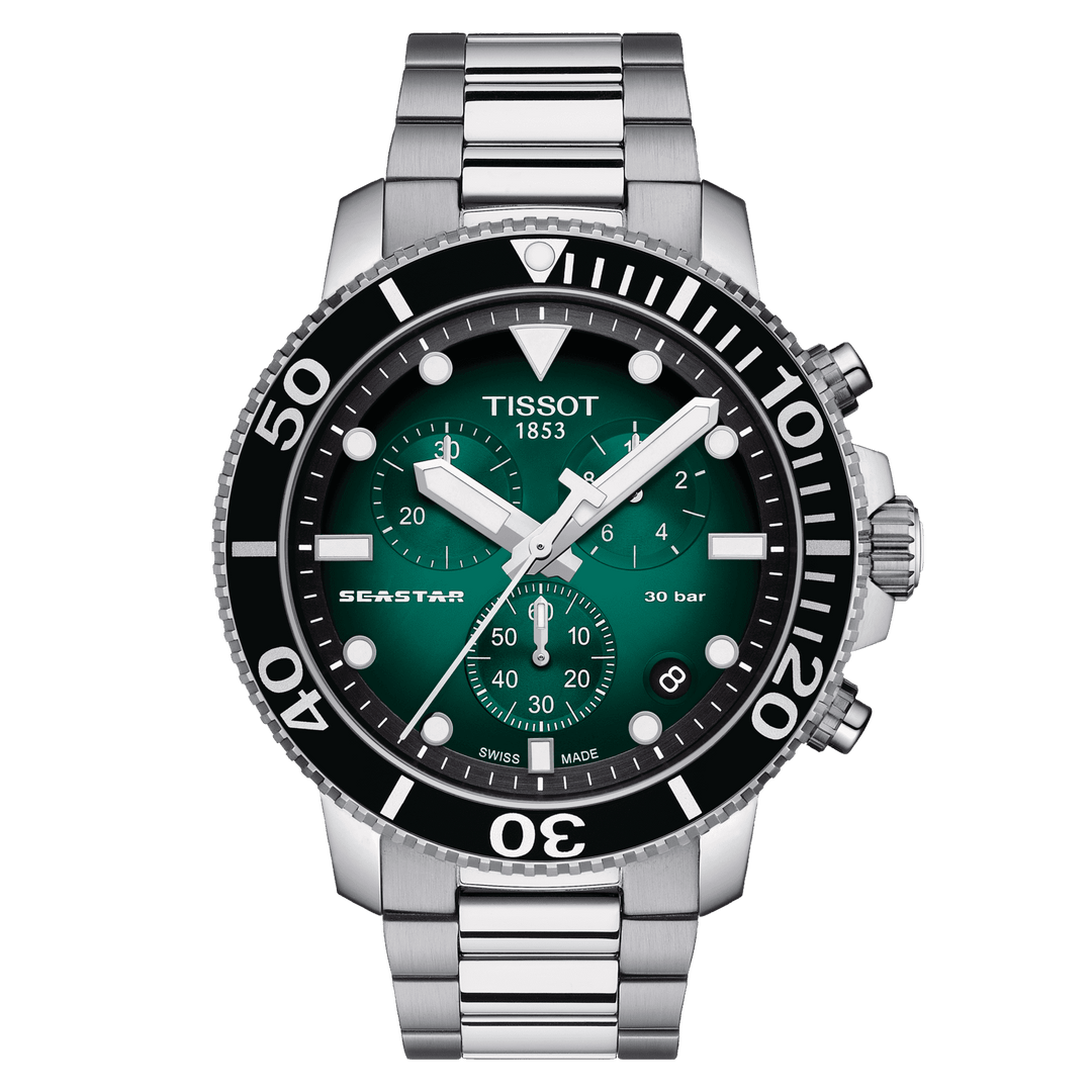 Tissot orologio Seastar 1000 Chronograph 45,5mm verde quarzo acciaio T120.417.11.091.01 - Capodagli 1937