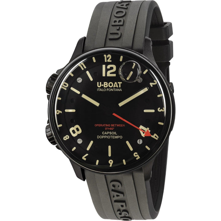 U-BOAT orologio Capsoil Doppiotempo DLC 45mm nero quarzo acciaio finitura DLC nero 8770/A - Capodagli 1937