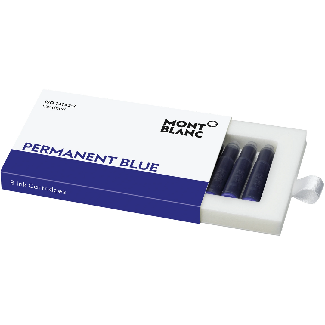 Montblanc Inkt in cartridges 8 stuks permanent blauw onuitwisbaar blauw 128208