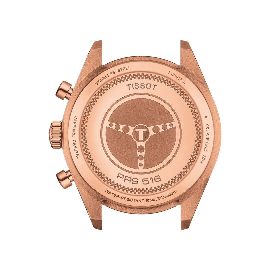 Tissssot watch PRS 516 Chronograph 45mm grey quartz steel finish PVD rose gold T131.617.36.082.0