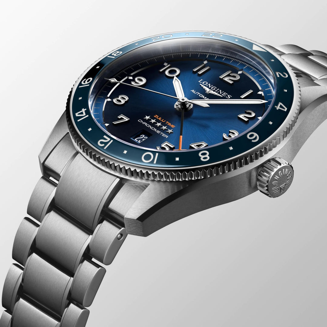Longines Watch Spirit Zulu Time 42mm blauw automatisch staal L3.812.4.93.6
