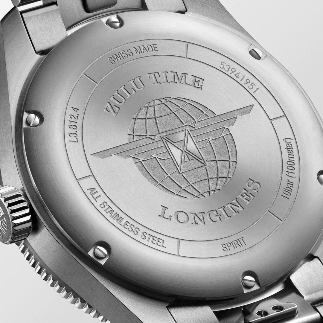 Longines Watch Spirit Zulu Time 42mm zwart automatisch staal L3.812.4.53.6