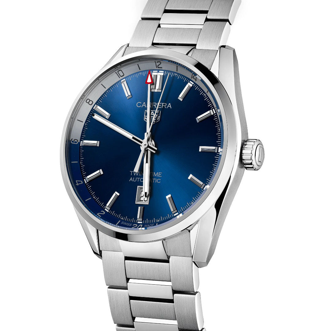 Tag Heuer Carrera Twin-Time Calibre 7 41mm automatisch staal WBN201A.BA0640 Watch