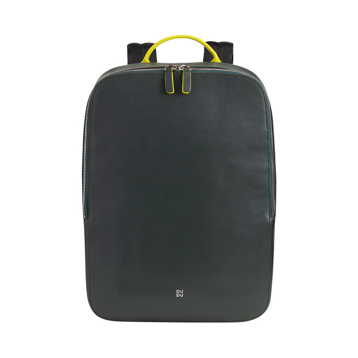 DuDu PC -Rucksack von bis zu 14 Zoll in echtem farbenfrohen eleganten Leder, tragbarem MacBook -Rucksack und iPad -Tablet mit Reißverschlusszeiger