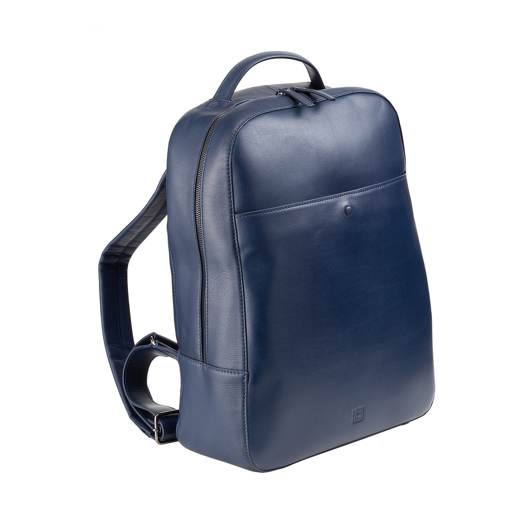 DUDU Men's Elegant Leather Backpack with Zipper Backpack for Business Travel Tablet Backpack